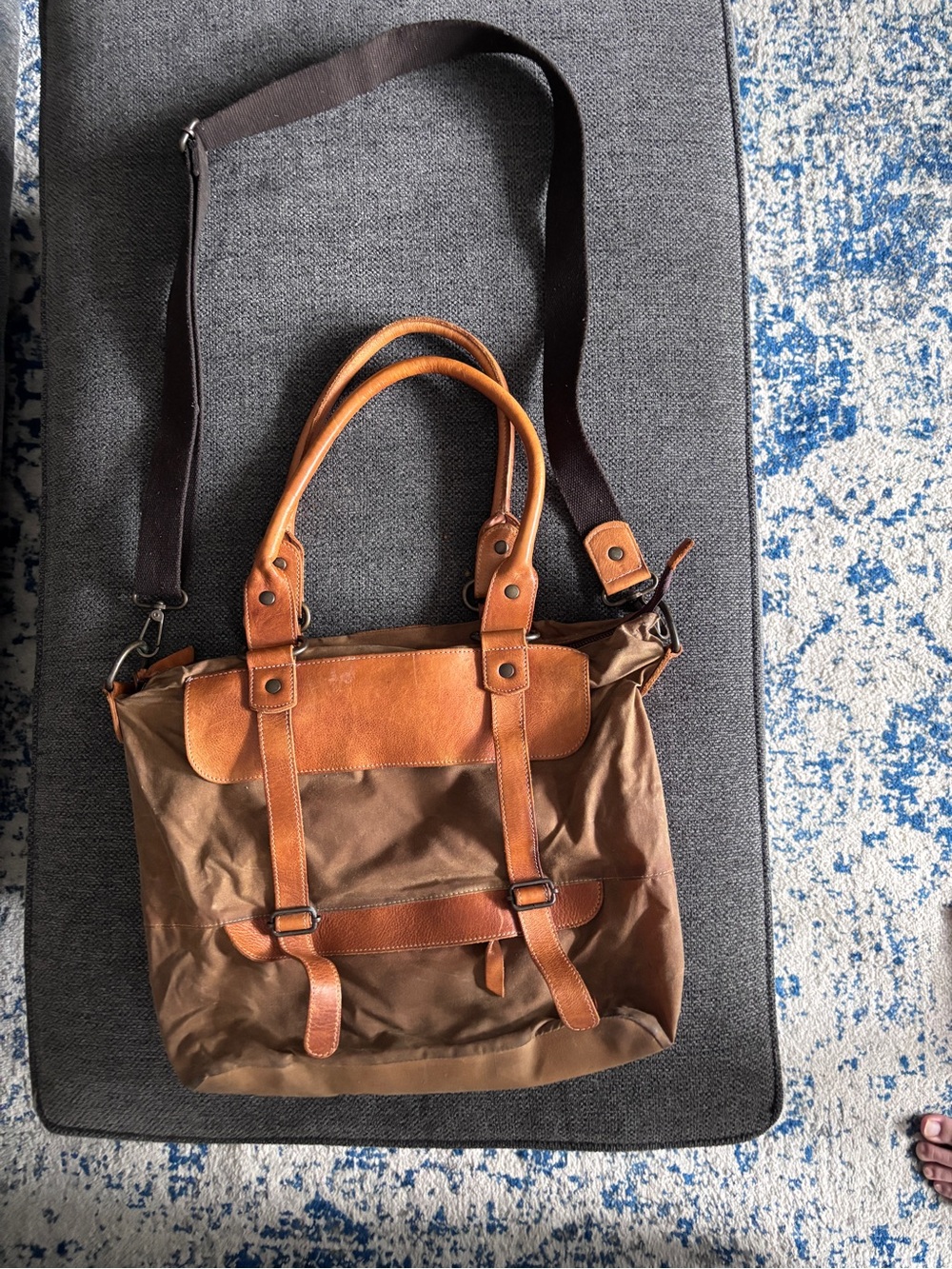 BedStü Brown Leather/Canvas Messenger Bag